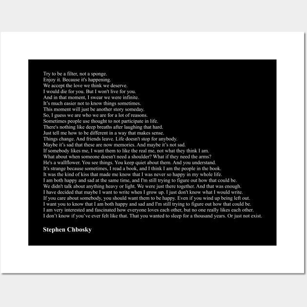 Stephen Chbosky Quotes Wall Art by qqqueiru